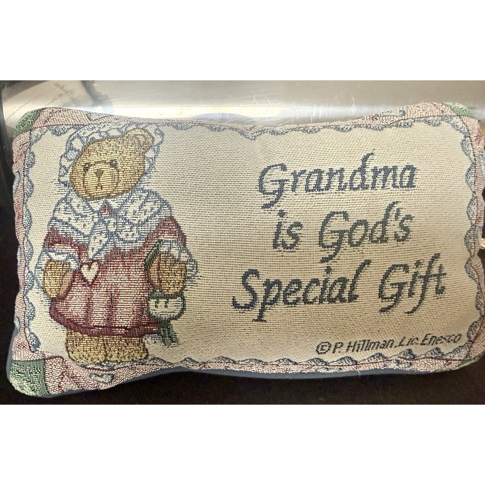 Vintage Boyds Bears Enesco Grandma Is God's Special Gift Tapestry Pillow